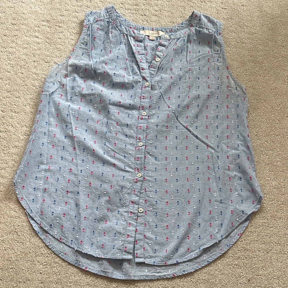 LOFT - Sleeveless Chambray Button Down